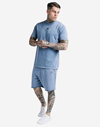 SikSilk Standart Fit Washed Blue Tişört Mavi-Xs