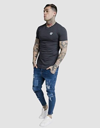 SikSilk Straight Hem Erkek Tişört Lacivert