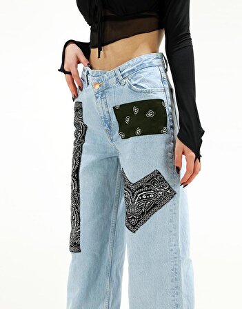 Premium Design Bandana Desen Bol Paça Kadın Pantolon