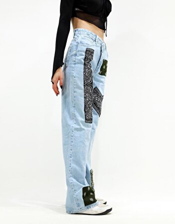 Premium Design Bandana Desen Bol Paça Kadın Pantolon