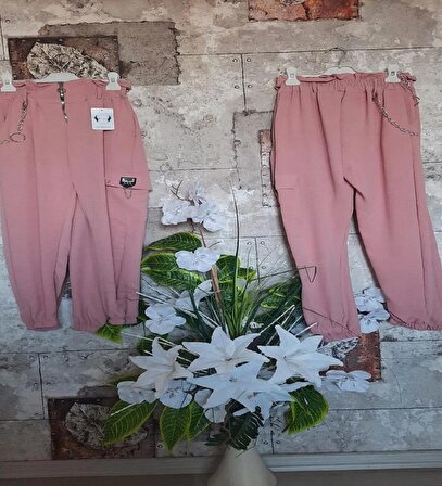 Xjoy Kids Ayrobin Cep Fermuar Zincirli Kız Pantolon