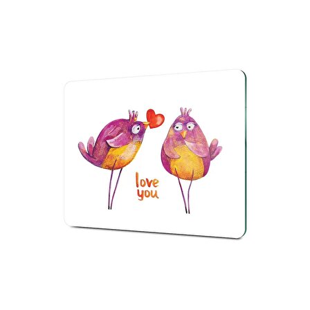 Decovetro Cam Kesme Tahtası Love You Bird Desenli 20x30 Cm