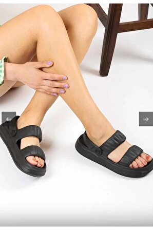 Yazlık Ayarlanabilir Kaydırmaz Taban Sandalet Siyah