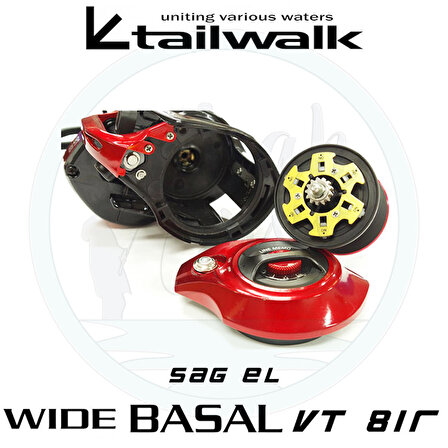 Tailwalk Wide Basal VT 81R Tai Rubber Çıkrık/Baitcasting Jig Olta Makinesi (Sağ El)