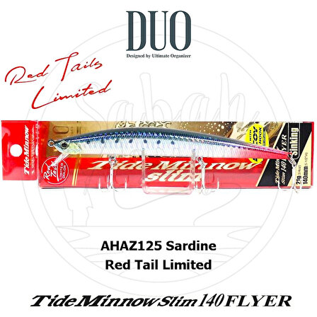 Duo Tide Minnow Slim 140 FLYER AHAZ125 Sardine Red Tail Limited Sahte Balık