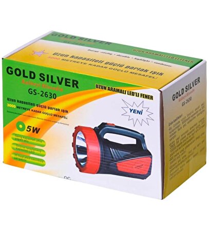 Gold Silver GS-2630 5 W Şarjlı El Feneri Projektör