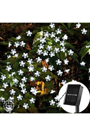 Solar 30 Ledli Çiçekli Beyaz Led Bahçe Aydınlatma Dekorasyon Güneş Enerjili