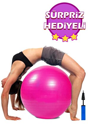Pilates Topu Seti Pembe 65 Cm Deluxe Yoga Plates Egzersiz Topu Ball Şişirme Pompası Seti