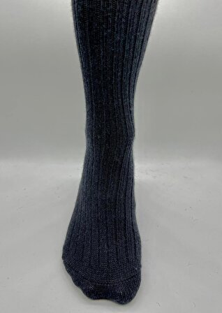 CİHO SOCKS 4 Çift Yünlü Erkek Lambswool Doğal Yumuşak Kalın Termal Kışlık Fitilli Derbi Soket Çorap
