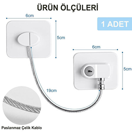 1 Adet Çocuk Pencere Emniyet Kilidi, 2 Anahtarlı Buzdolabı Kilidi, Pencereler, Kapılar, Çekmeceler İçin Güçlü Yapıştırıcılı