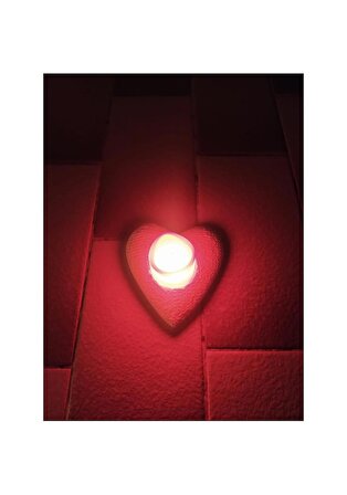Dekoratif Bakır Kalpli Beton Ledli Mum Gece Lambası Aplik