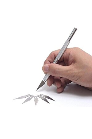 Kretuar Bıçağı Knife Tasarım Hobi Neşter 5 Uç Yedekli Set 