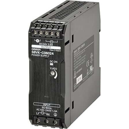 OMRON S8VKC06024 Kitap Tipi Güç Beslemesi, LITE, 60 W, 24VDC, 2.5 A, DIN ray montajı