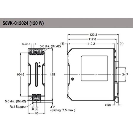 OMRON S8VKC12024 Kitap Tipi Güç Beslemesi, LITE, 120 W, 24VDC, 5 A, DIN ray montajı