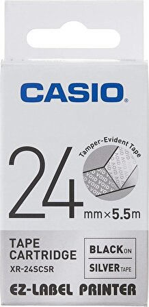 Casio XR-24SCSR Silver Dağılan Güvenlik Etiketi Silver (Gümüş) Zemin Üzerine Voıd Baskı