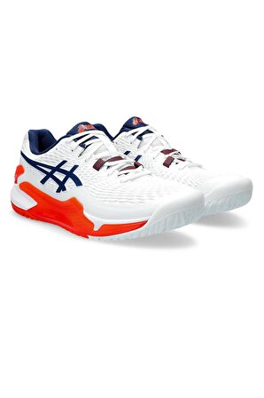 Asics Gel Resolution 9 Beyaz Turuncu Erkek Tenis Ayakkabısı