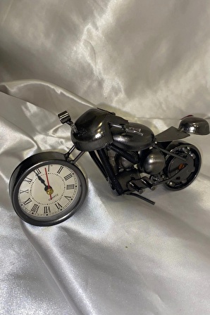 Motor Metal Saat El Yapımı Biblo Kalemlik Motosiklet Yarış Motoru