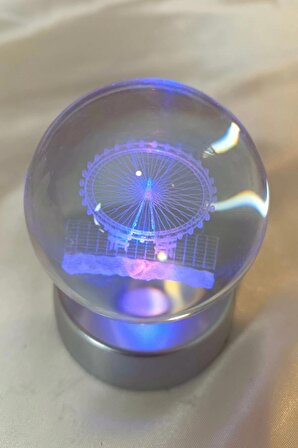 3D Led Işık Cam Küre Çok Işıklı Dönmedolap