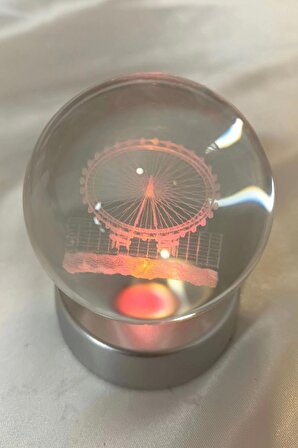 3D Led Işık Cam Küre Çok Işıklı Dönmedolap