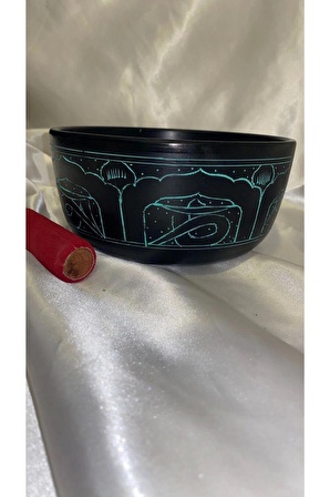 Tibet Çanağı Çanı Kasesi Meditasyon Çanı Yoga Çanı Tibet Singing Bowl 7 Element 19 Cm Çap Siyah