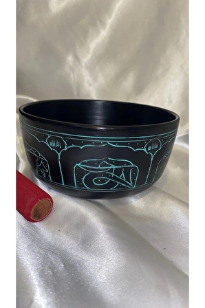 Tibet Çanağı Çanı Kasesi Meditasyon Çanı Yoga Çanı Tibet Singing Bowl 7 Element 19 Cm Çap Siyah