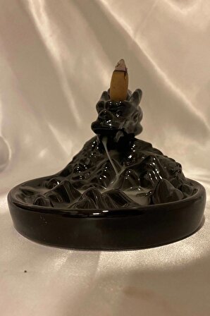 Dragon Ejderha Budha Geri Akış Tütsülük Şelale Ters Akış Tütsü Seramik Feng Şui Seramik Siyah