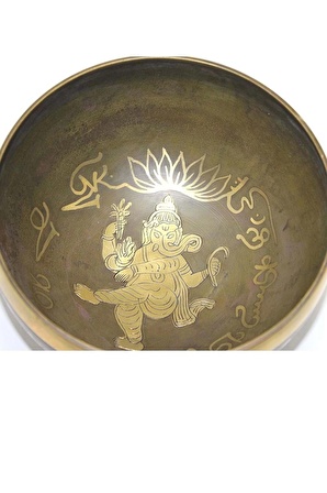 Tibet Çanağı Çanı Kasesi Meditasyon Çanı Yoga Çanı Tibet Singing Bowl Pirinç İşlemeli 19 cm