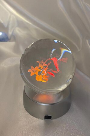 3D Led Işık Cam Küre Çok Işıklı Pilli Arı Kuşu 6 cm