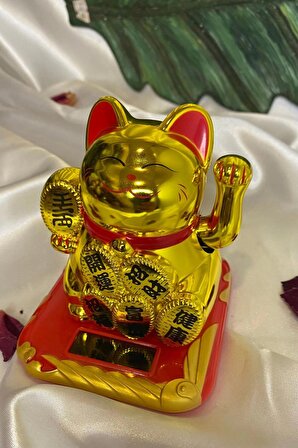 Maneki Neko Feng Shui Bereket Şans Mutluluk Çağıran Şans Kedi Sarı Gold