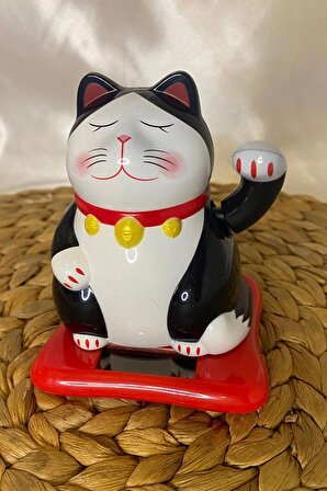 Maneki Neko Feng Shui Bereket Şans Mutluluk Çağıran Şans Kedisi Solar Panelli Hareketli Pati Maneki Neko Feng Shui 01