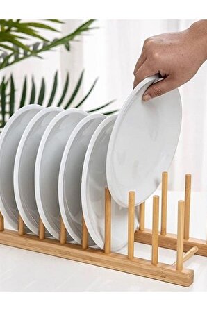 Bambu Ahşap Bulaşıklık, Paket Plaka Ahşap Stand Mutfak Dolabı Düzenleyici