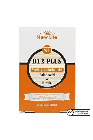 Newlife B12 Plus - 60 Dilaltı Tablet - B12 Vitamini, Folik Asit