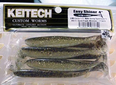 Keitech Easy Shiner 10cm (4") #417 Gold Flash Minnow Kokulu Silikon Balık