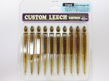 Keitech Custom Leech 7.6cm (3") #101C Green Pumpkin PP