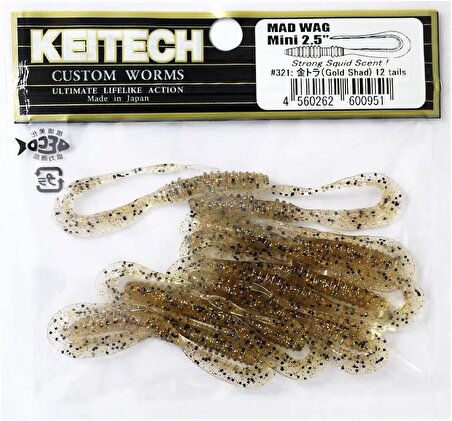 Keitech Mad Wag Mini 6.3cm (2.5") #321 Gold Shad Kokulu Silikon Kurt