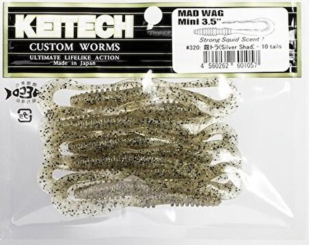 Keitech Mad Wag Mini 8.9cm (3.5") #320 Silver Shad Kokulu Silikon Kurt