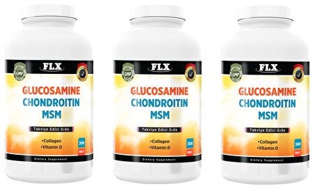 Glucosamine Chondroitin MSM Collagen Vitamin D Glukozamin 300 Tablet X 3 KUTU