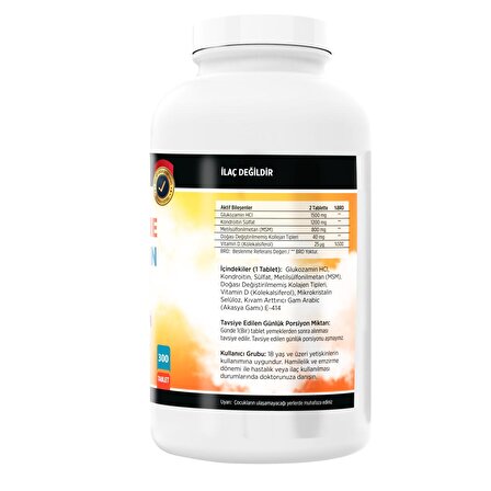 Glucosamine Chondroitin MSM Collagen Vitamin D Glukozamin 300 Tablet X 3 KUTU