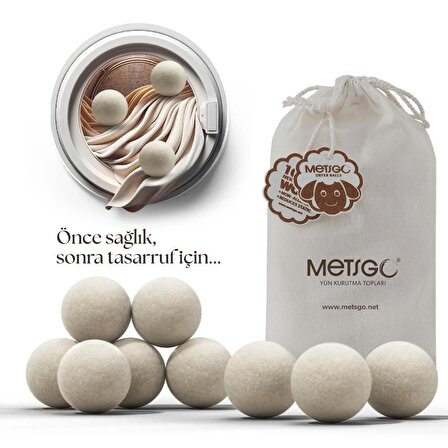 METSGO ( 9 adet ) Yün Kurutma Topu - Doğal Yumuşatıcı - Kırışık Giderici - Kurutma Makinesi Için
