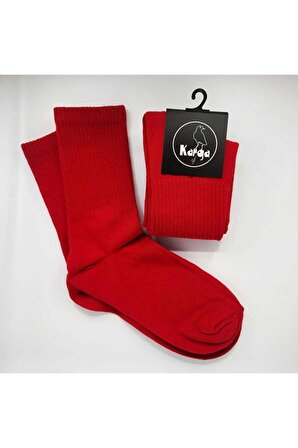 Kırmızı Düz Renk Unisex Çorap