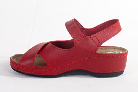 Dagoster DZA37-1810 Kırmızı Günlük Ortopedik  Kadın sandalet