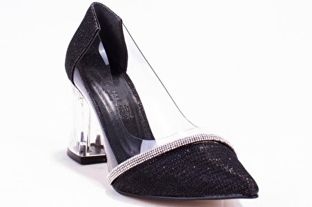 Dagoster DZA07-11153805 Siyah Şeffaf Abiye Topuklu Kadın Ayakkabı