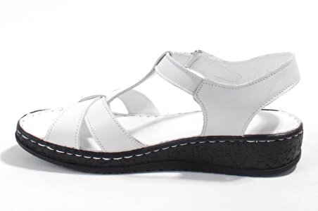 Dagoster DZA07-60021015 Beyaz Günlük Ortopedik Deri Kadın sandalet