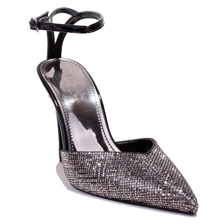 Dagoster DZA07-1240870 Siyah Rugan Taşlı Abiye Topuklu Kadın Ayakkabı
