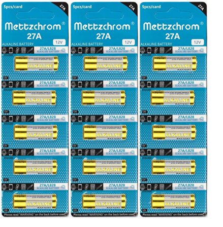 Mettzchrom 27a 12v Alkalin Pil 15 Adet Oto Ve Kapı Kumanda Pili