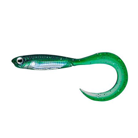 Fish Arrow Flash J Curly 5cm SW #139 Kabura Green Silver Sahte Balık