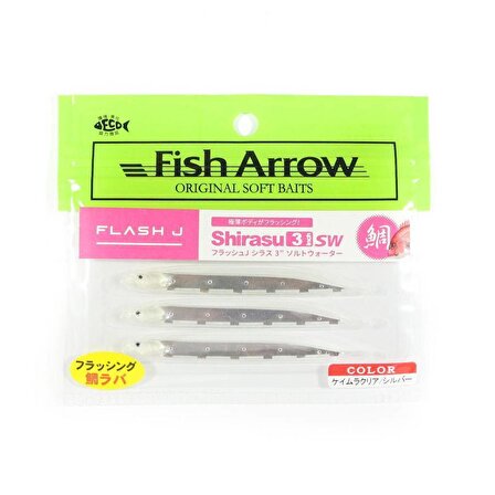 Fish Arrow Flash J Shirasu 7.5cm SW #146 Keimura Clear Silver Sahte Balık