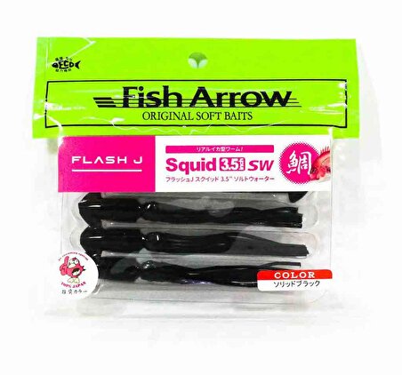 Fish Arrow Flash J Squid 9cm SW #07 Solid Black Sahte Kalamar