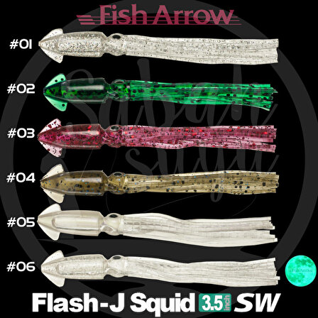 Fish Arrow Flash J Squid 9cm SW #07 Solid Black Sahte Kalamar