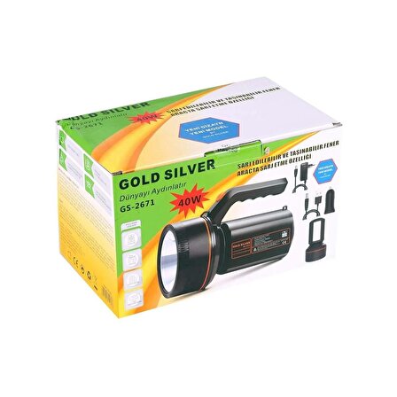 Gold Silver GS-2671 Şarjlı El Feneri 40W+28 SMD LED Projektör
